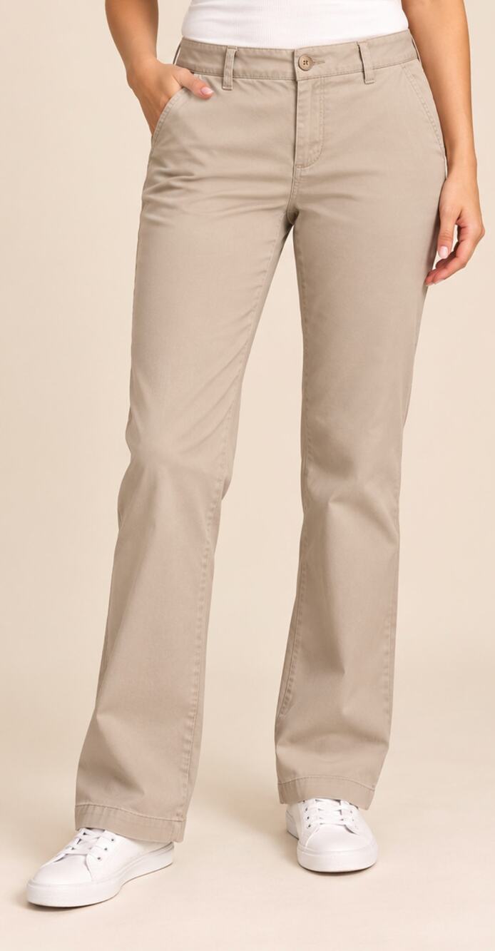 Gap Aubrey Stretch Cotton Trousers Womens 10R Oak Beige Straight Leg Pants